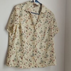 Notations Blouse Women 1X Multicolor Floral Button Up VTG Versatile Cottagecore